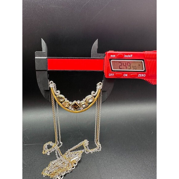 Brighton Crescent Pendant Necklace – Mixed Metal, Faceted Stones - Picture 5 of 6